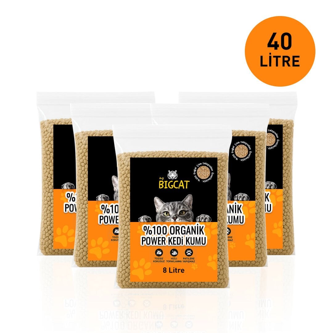Bigcat Power Beşli Paket Organik Kedi Kumu 40 LİTRE