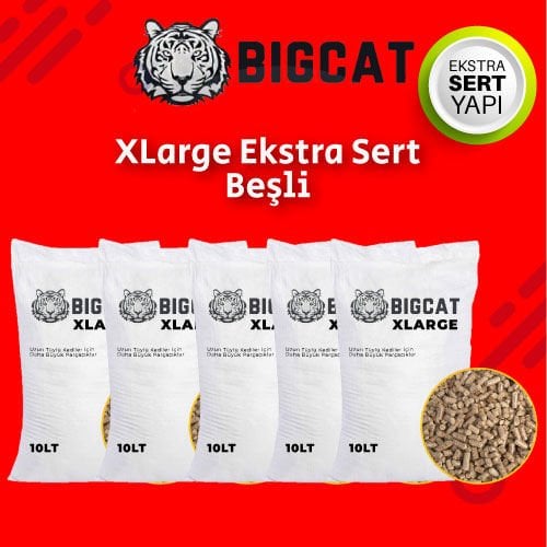 BigCat XLarge Ekstra Beşli Organik Kedi Kumu 50 LİTRE