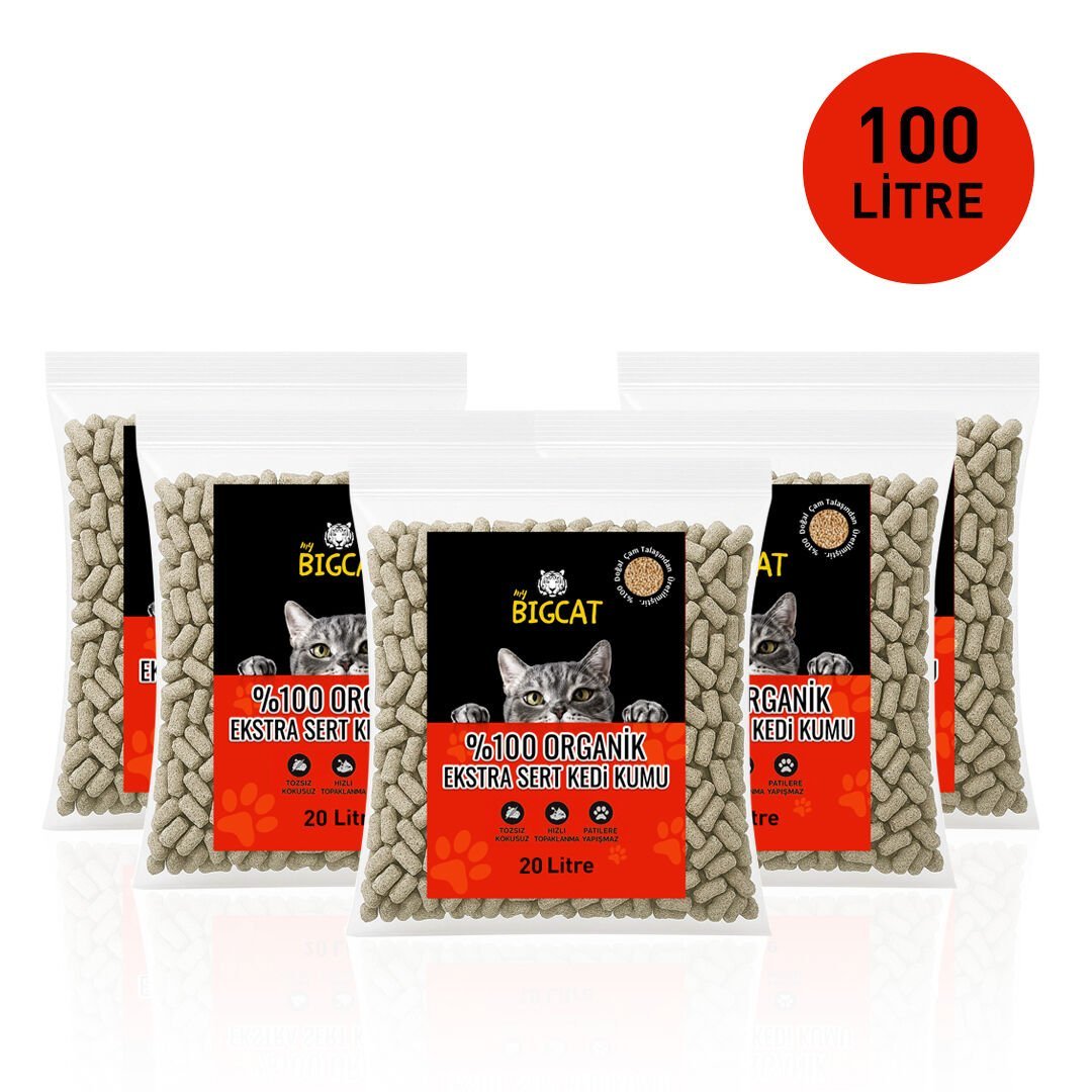BigCat XLarge Ekstra Sert Organik Kedi Kumu 100 LİTRE